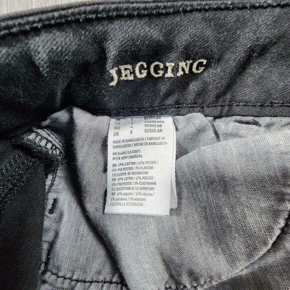 American Eagle Womens Mid-Rise Jegging Black Denim Jeans Distressed Size 4 - Picture 5 of 12